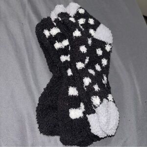 Black and White Fuzzy Socks - 3 pairs